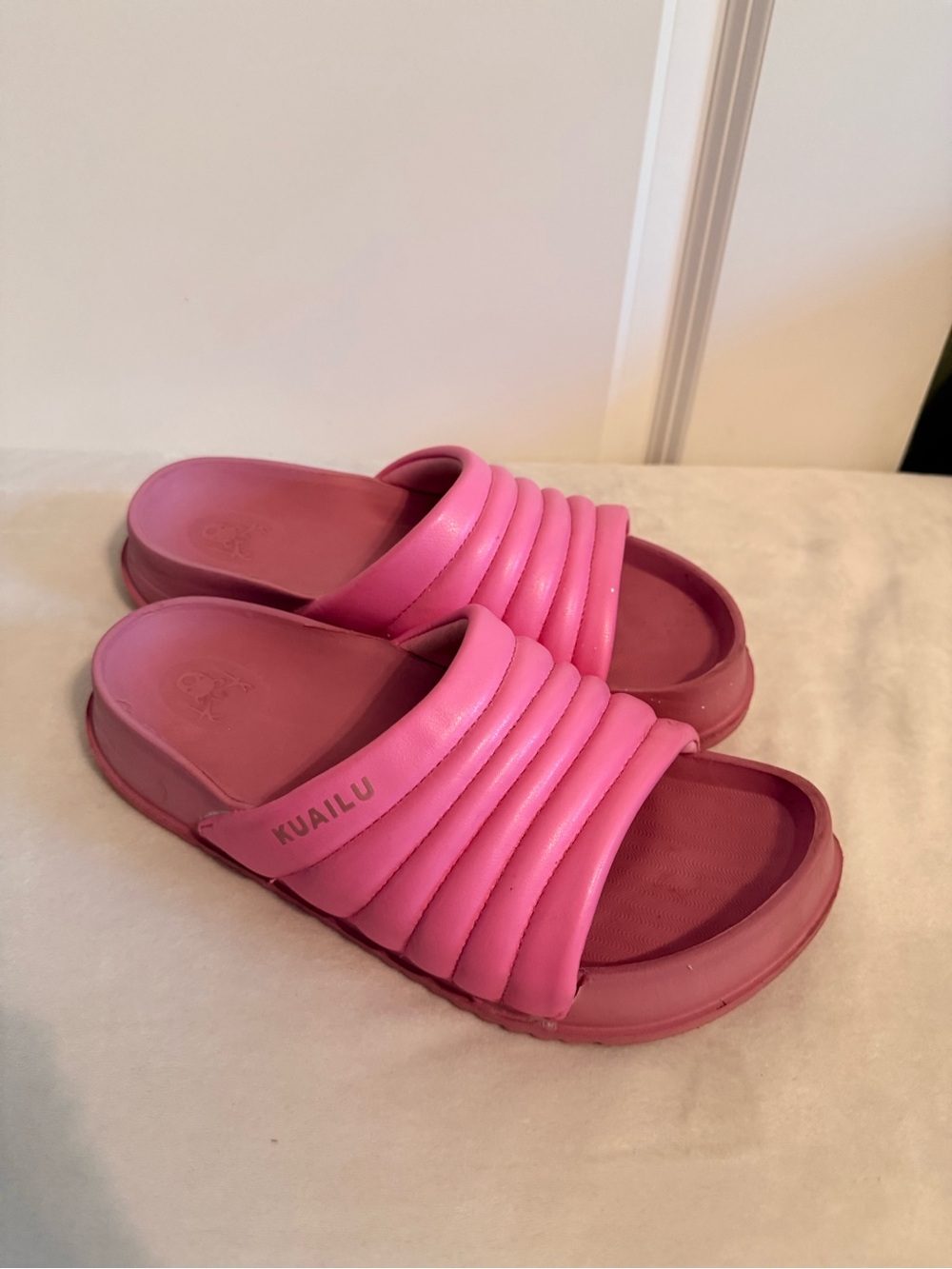 Kualilu Pink Quilted Slide Sandals for Women